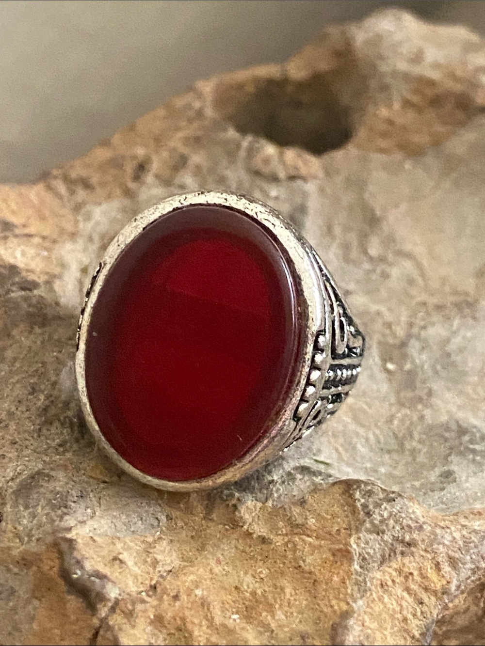 5/$10❤️❤️❤️New Silver Tone Zinc Alloy Acrylic Cabochon Ring